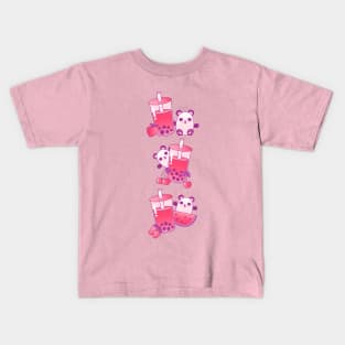 Boba Bubble Tea Panda Bears Kids T-Shirt